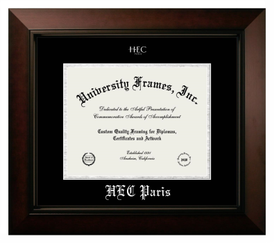 HEC Paris Diploma Frame in Legacy Black Cherry with Black & Silver Mats for document: 8 1/2"h x 11"w  