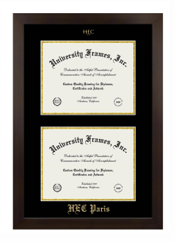HEC Paris Double Diploma Frame in Manhattan Espresso with Black & Gold Mats for document: 8 1/2"h x 11"w  , document: 8 1/2"h x 11"w  