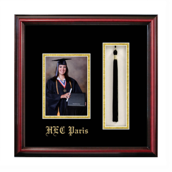 HEC Paris 5 x 7 Portrait with Tassel Box Frame in Petite Cherry with Black & Gold Mats
