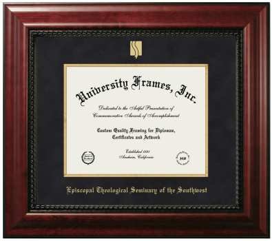 Episcopal Theological Seminary of the Southwest Diploma Frame in Executive with Gold Fillet with Black Suede Mat for document: 8 1/2"h x 11"w  