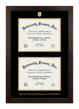 Episcopal Theological Seminary of the Southwest Double Diploma Frame in Manhattan Espresso with Black & Gold Mats for document: 8 1/2"h x 11"w  , document: 8 1/2"h x 11"w  