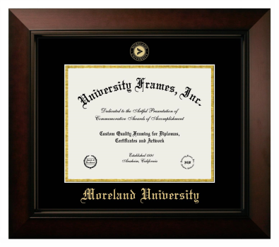 Moreland University Diploma Frame in Legacy Black Cherry with Black & Gold Mats for document: 8 1/2"h x 11"w  