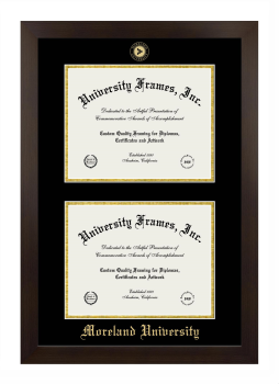 Moreland University Double Diploma Frame in Manhattan Espresso with Black & Gold Mats for document: 8 1/2"h x 11"w  , document: 8 1/2"h x 11"w  