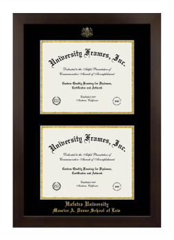 Hofstra University Maurice A. Deane School of Law Double Diploma Frame in Manhattan Espresso with Black & Gold Mats for document: 8 1/2"h x 11"w  , document: 8 1/2"h x 11"w  