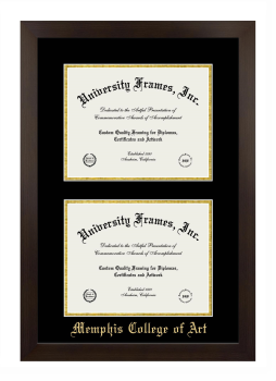 Memphis College of Art Double Diploma Frame in Manhattan Espresso with Black & Gold Mats for document: 8 1/2"h x 11"w  , document: 8 1/2"h x 11"w  
