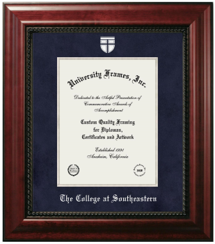The College at Southeastern Diploma Frame in Executive with Silver Fillet with Navy Suede Mat for document: 11"h x 8 1/2"w  