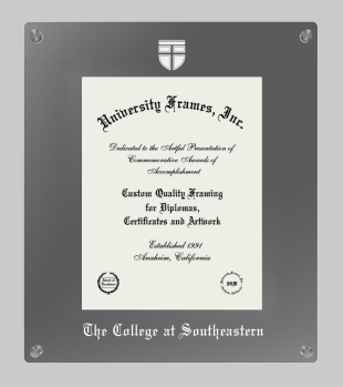 The College at Southeastern Lucent Clear-over-Smoke Frame in Lucent Smoke Moulding with Lucent Smoke Mat for document: 11"h x 8 1/2"w  