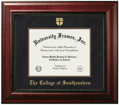 The College at Southeastern Diploma Frame in Executive with Mahogany Fillet with Black Suede Mat for document: 8 1/2"h x 11"w  