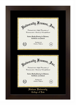Stetson University College of Law Double Diploma Frame in Manhattan Espresso with Black & Gold Mats for document: 8 1/2"h x 11"w  , document: 8 1/2"h x 11"w  