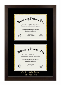 California Lutheran University Double Diploma Frame in Manhattan Espresso with Black & Gold Mats for document: 8 1/2"h x 11"w  , document: 8 1/2"h x 11"w  