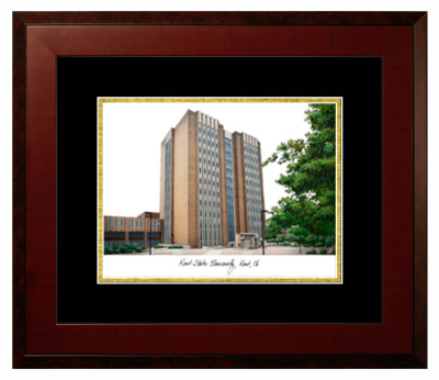 Kent State University College of Podiatric Medicine Lithograph Only Frame in Honors Mahogany with Black & Gold Mats