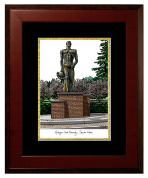 Michigan State University James Madison College Lithograph Only Frame in Honors Mahogany with Black & Gold Mats