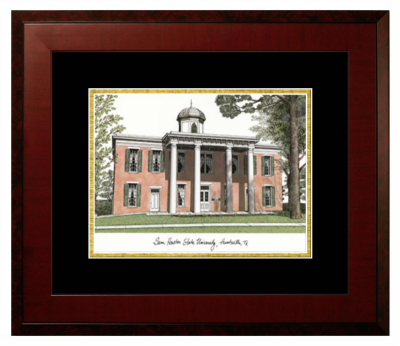 Sam Houston State University Lithograph Only Frame in Honors Mahogany with Black & Gold Mats