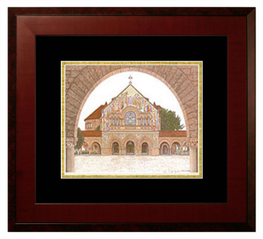 Stanford University Lithograph Only Frame in Honors Mahogany with Black & Gold Mats