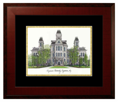 Syracuse University Lithograph Only Frame in Honors Mahogany with Black & Gold Mats