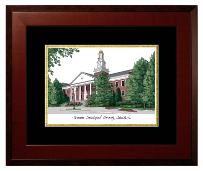 Tennessee Technological University Lithograph Only Frame in Honors Mahogany with Black & Gold Mats