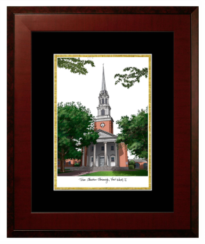Texas Christian University Lithograph Only Frame in Honors Mahogany with Black & Gold Mats
