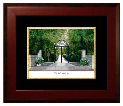 The University of Georgia Lithograph Only Frame in Honors Mahogany with Black & Gold Mats