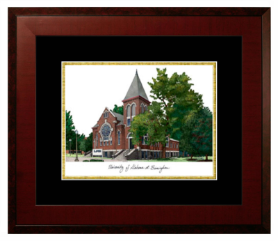 University of Alabama at Birmingham Lithograph Only Frame in Honors Mahogany with Black & Gold Mats