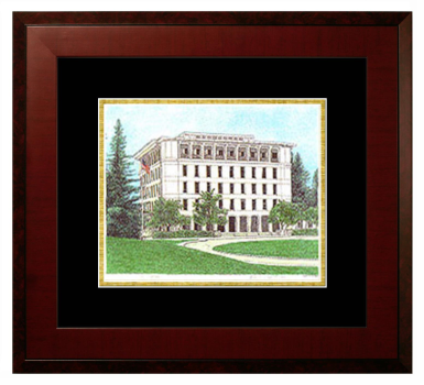 University of California Davis Lithograph Only Frame in Honors Mahogany with Black & Gold Mats