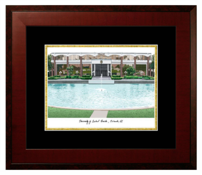 University of Central Florida Lithograph Only Frame in Honors Mahogany with Black & Gold Mats