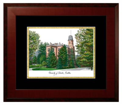 University of Colorado Lithograph Only Frame in Honors Mahogany with Black & Gold Mats