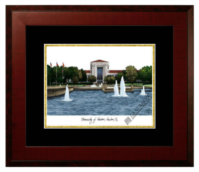 University of Houston - Victoria Lithograph Only Frame in Honors Mahogany with Black & Gold Mats
