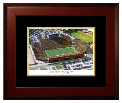 University of Iowa Lithograph Only Frame in Honors Mahogany with Black & Gold Mats