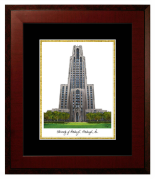 University of Pittsburgh Lithograph Only Frame in Honors Mahogany with Black & Gold Mats