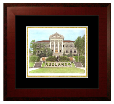 University of Redlands Lithograph Only Frame in Honors Mahogany with Black & Gold Mats