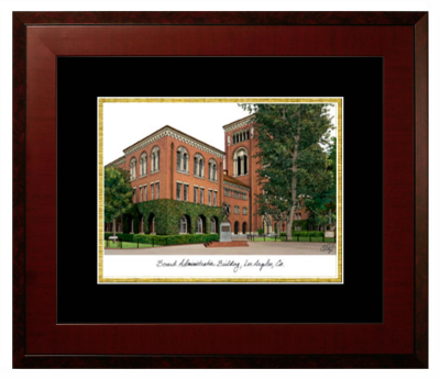 University of Southern California Lithograph Only Frame in Honors Mahogany with Black & Gold Mats