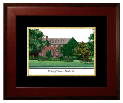 University of Wisconsin - Milwaukee Lithograph Only Frame in Honors Mahogany with Black & Gold Mats