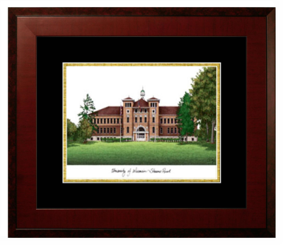 University of Wisconsin - Stevens Point Lithograph Only Frame in Honors Mahogany with Black & Gold Mats