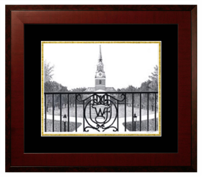 Wake Forest University Lithograph Only Frame in Honors Mahogany with Black & Gold Mats