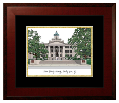 Western Kentucky University Lithograph Only Frame in Honors Mahogany with Black & Gold Mats