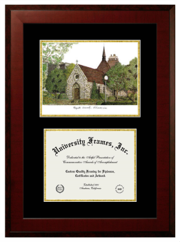 Marquette University Double Opening with Campus Image (Unimprinted Mat) Frame in Honors Mahogany with Black & Gold Mats for document: 8 1/2"h x 11"w  