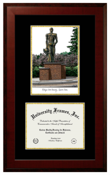 Michigan State University College of Agriculture and Natural Resources Double Opening with Campus Image (Unimprinted Mat) Frame in Honors Mahogany with Black & Gold Mats for document: 8 1/2"h x 11"w  