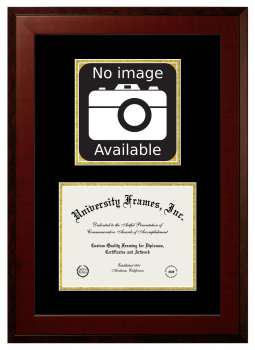 Swiss Hotel Management School Double Opening with Campus Image (Unimprinted Mat) Frame in Honors Mahogany with Black & Gold Mats for document: 8 1/2"h x 11"w  