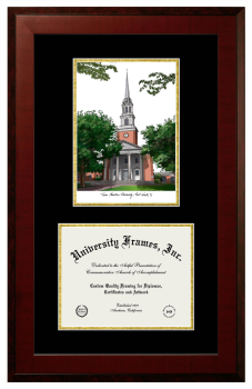 Texas Christian University Double Opening with Campus Image (Unimprinted Mat) Frame in Honors Mahogany with Black & Gold Mats for document: 8 1/2"h x 11"w  