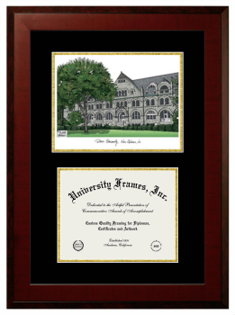 Tulane University Double Opening with Campus Image (Unimprinted Mat) Frame in Honors Mahogany with Black & Gold Mats for document: 8 1/2"h x 11"w  