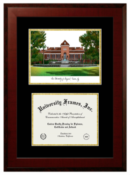 University of Arizona Double Opening with Campus Image (Unimprinted Mat) Frame in Honors Mahogany with Black & Gold Mats for document: 8 1/2"h x 11"w  