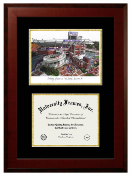 University of Florida Double Opening with Campus Image (Unimprinted Mat) Frame in Honors Mahogany with Black & Gold Mats for document: 8 1/2"h x 11"w  