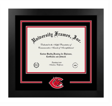 University of Central Missouri Harmon College of Business and Professional Studies Logo Mat Frame in Manhattan Black with Black & Red Mats for document: 8 1/2"h x 11"w  