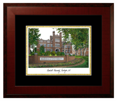 Marshall University College of Education and Professional Development Lithograph Only Frame in Honors Mahogany with Black & Gold Mats