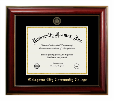 Oklahoma City Community College Diploma Frame in Classic Mahogany with Gold Trim with Black & Gold Mats for document: 8 1/2"h x 11"w  