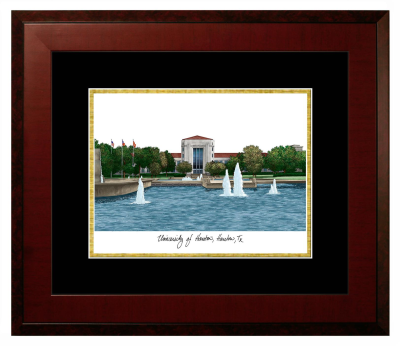 University of Houston Gerald D. Hines College of Architecture and Design Lithograph Only Frame in Honors Mahogany with Black & Gold Mats