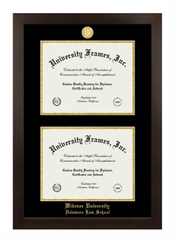 Widener University Delaware Law School Double Diploma Frame in Manhattan Espresso with Black & Gold Mats for document: 8 1/2"h x 11"w  , document: 8 1/2"h x 11"w  