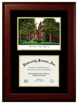 Northern Arizona University College of Health and Human Services Double Opening with Campus Image (Unimprinted Mat) Frame in Honors Mahogany with Black & Gold Mats for document: 8 1/2"h x 11"w  