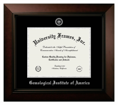 Gemological Institute of America Diploma Frame in Legacy Black Cherry with Black & Silver Mats for document: 8 1/2"h x 11"w  