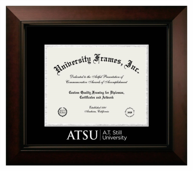 A.T. Still University Diploma Frame in Legacy Black Cherry with Black & Silver Mats for document: 8 1/2"h x 11"w  